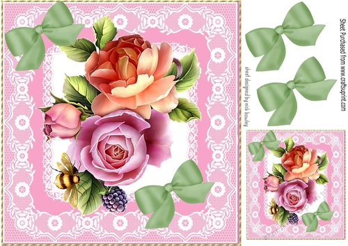Pretty roses in pink lace 8x8 frame