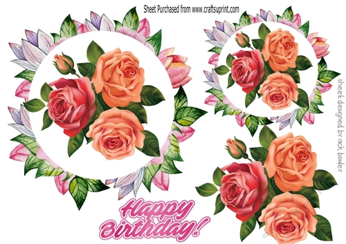 pretty pink roses in  frames toppers