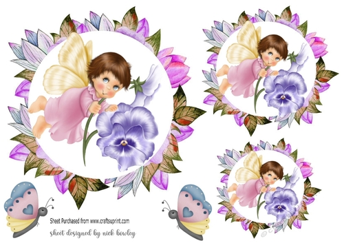 Pretty faerie  with flowers and butterflies toppers