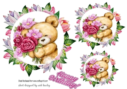  flower toppers with cute teddy bear