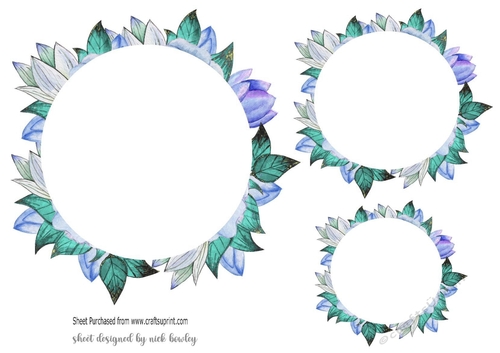 pretty flower frame toppers in blue,  toppers/inserts