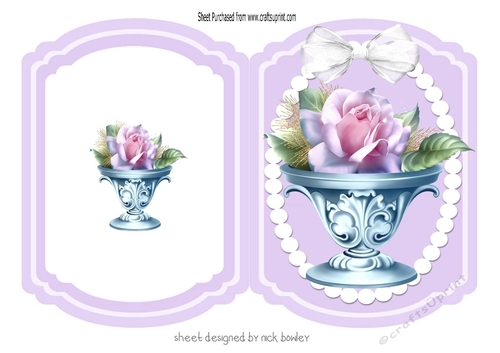 pretty pink rose with white organza bow folded A5