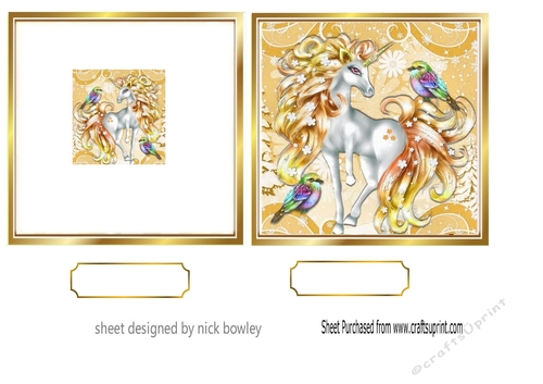 pretty gold unicorn 5x5 quick card