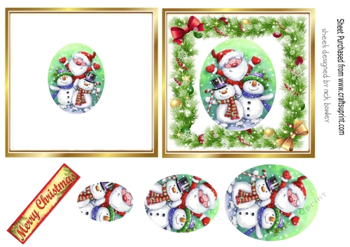 santa and friends pyramids in festive frame 5x5