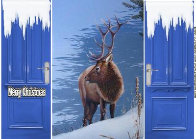 Christmas Scene of a Reindeer, Gatefold
