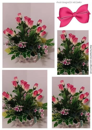 Pretty pink roses arragements in planter pyramids