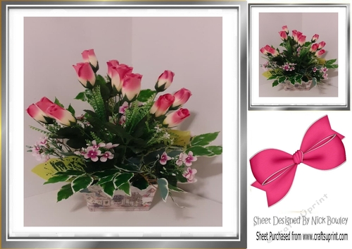Pretty pink roses arragements in planter 8x8