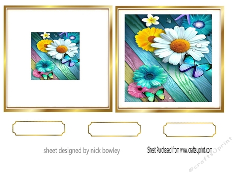 pretty floral 5x5 card with butterflies  