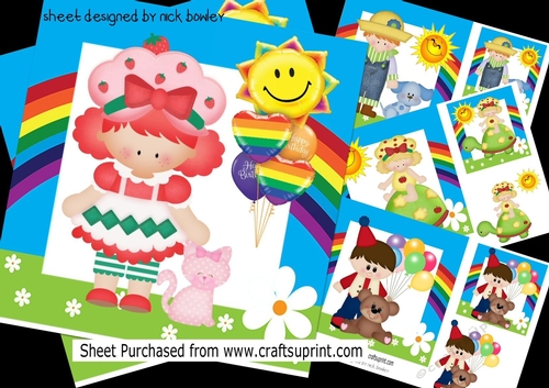  4 children boys/girls card fronts in rainbow frames 7x7 mini kit