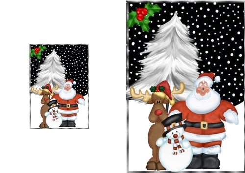 Santa and friends in the snow folded A5 card