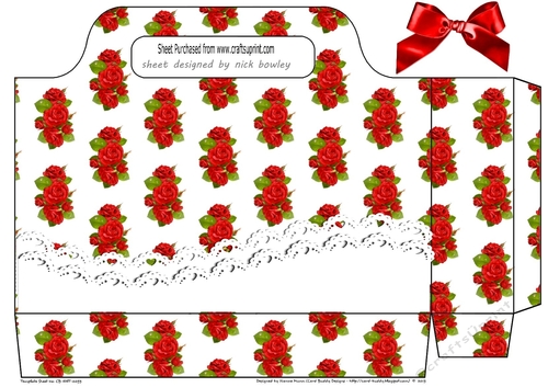 Red roses with lace tote gift bag
