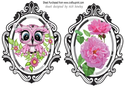 two lovely toppers of flower owl and pink roses
