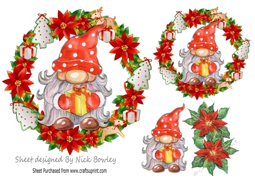 Lovely little gnome  (red) in festive toppers