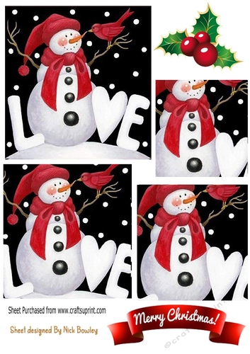 Lovely snowman with love pyramids