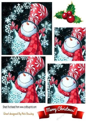Lovely snowman with snowflakes pyramids