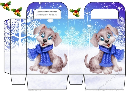  cute little puppy in blue scarf small gift bag bag