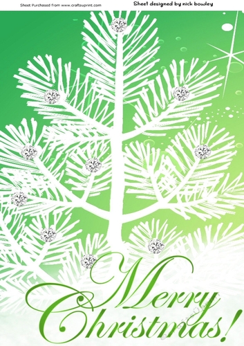 Pretty green and white tree in snow with diamonds A4