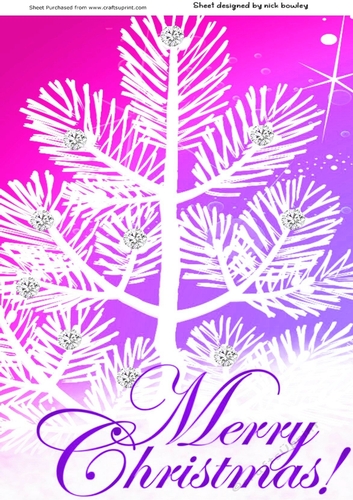 Pretty purple and white tree in snow with diamonds A4