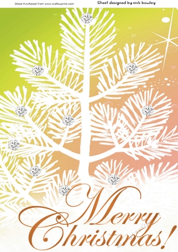 Pretty gold and white tree in snow with diamonds A4