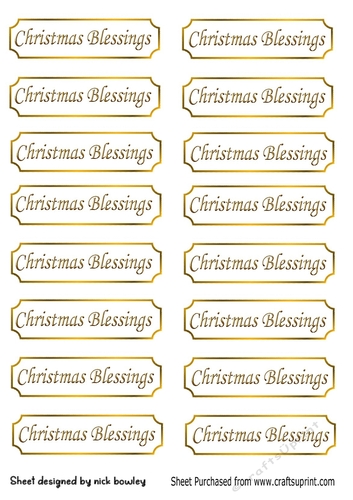 Gold christmas blessings tags