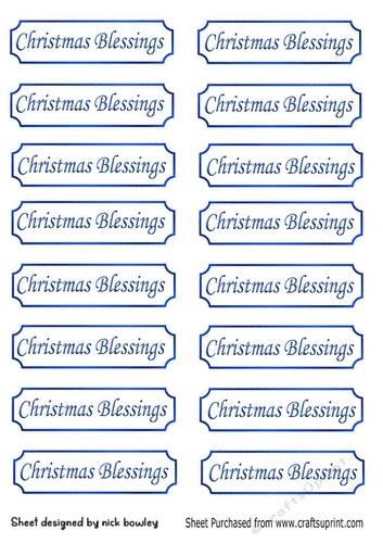 blue christmas blessings tags