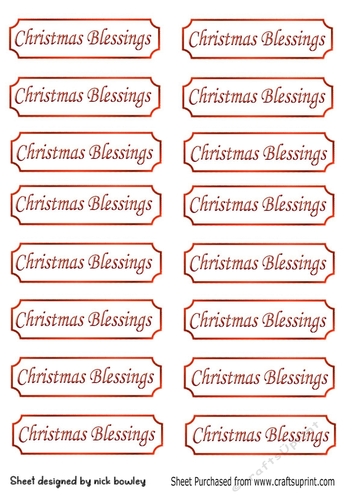 Red christmas blessings tags