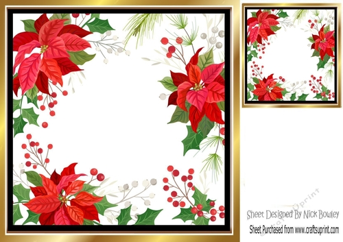 red poinsettias card front/insert 8x8 frame