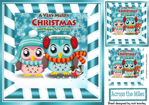 pair of winter owls (two) 8x8