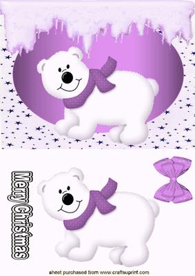 Little White Bear in Purple Scarf