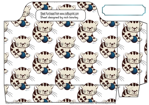 Cute kitty playing with blue wool tote gift bag