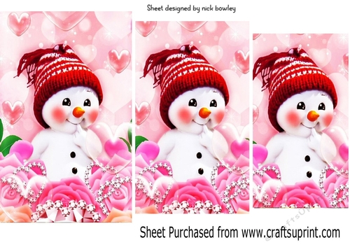 Cute snowman with pink roses and diamonds baubles pyramids