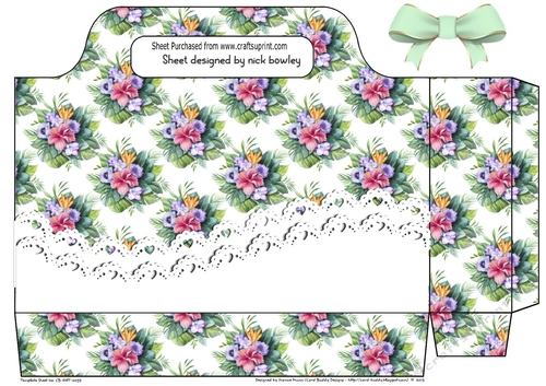 Pretty water colour flowers with lace on tote gift bag