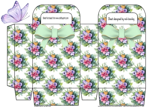 Pretty water colour flowers with bow small gift bag