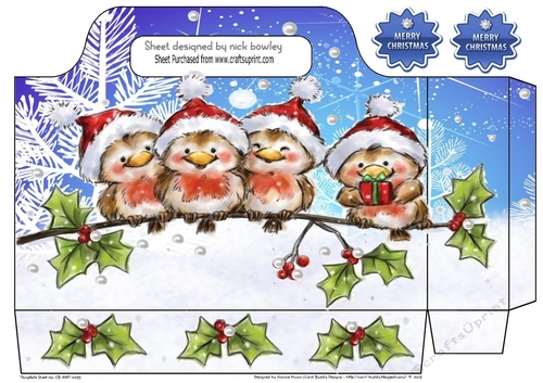 Cute robins in santa hats on a branch tote bag