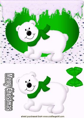 Little White Bear with Green Scarf