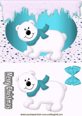 Little White Bear with Turquiose Scarf