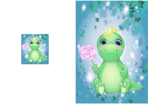 Cute little dino A5 Folded card