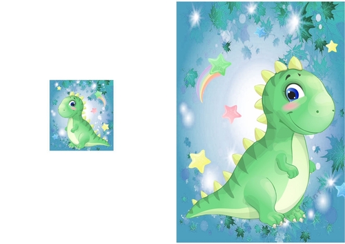 Cute little dino A5 Folded card (one)