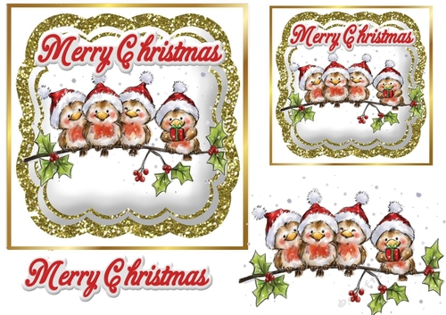 Cute robins in santa hats toppers 