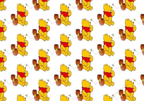 pooh bear with honey pots backing paper