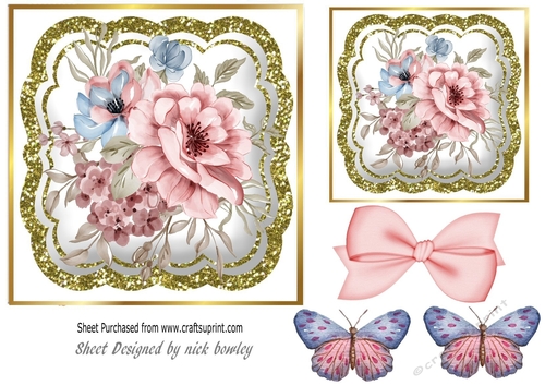 pretty floral with sparkle and butterflies toppers