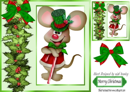 Funny little mouse in window card front 8x8
