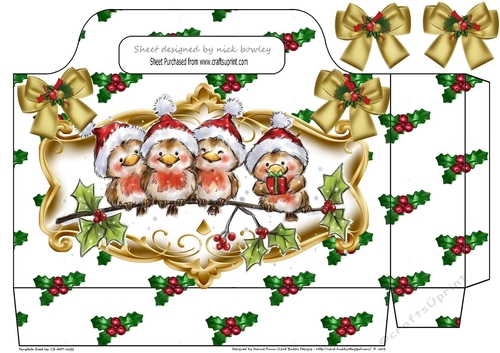 Cute Robins in santa hats singing with gold bows  tote gift bag