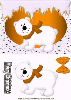 Little White Polar Bear in Orange Scarf