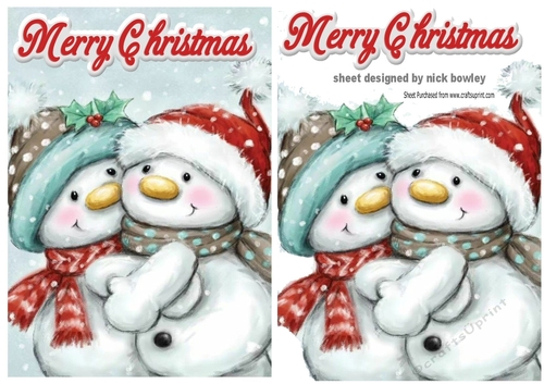 Lovely snowmen cuddling A5 red