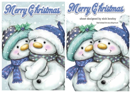 Lovely snowmen cuddling A5 (blue)
