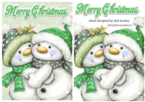 Lovely snowmen cuddling A5 (green)