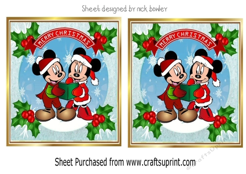 Lovely mickey mouse snow scene with holly toppers