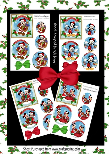 4 Lovely Mickey/Minnie Mouse Christmas Pyramids mini kit