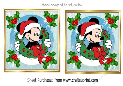 Lovely mickey with christmas wreath and  holly toppers 